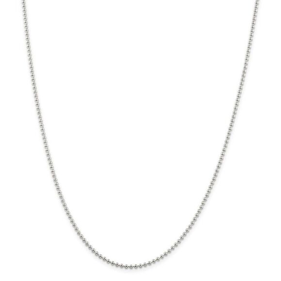 2mm Sterling Silver, Solid Beaded Chain Necklace, 18 Inch - Picture 1 of 8